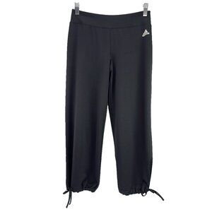 ADIDAS‎ Lightweight Stretch Adjustable Leg Drawstrings Cropped Black Capris S